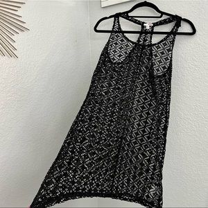 Black Mesh printed cover up dress by Bongo